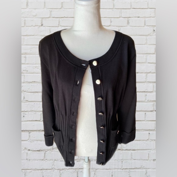 ⭐️3 for$20 R•Q•T size L Black Jacket/Cardigan dress sweater NWT - Picture 6 of 9